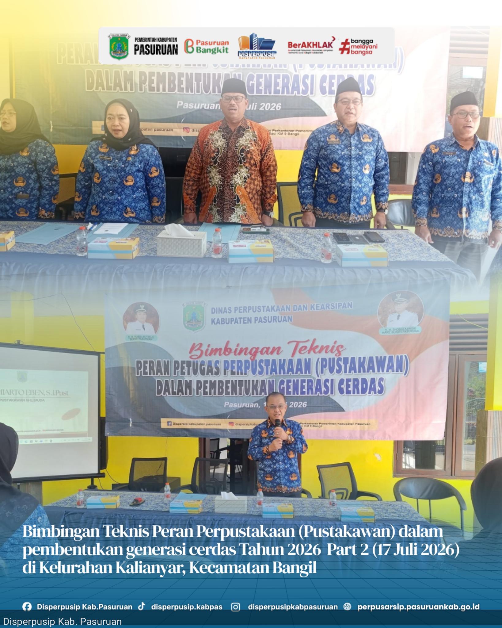 Bimbingan Teknis Pustakawan di selenggarakan kembali di Kalianyar Kecamatan Bangil